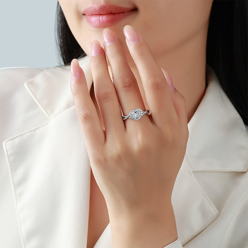 Unisex Moissanite Engagement Ring, S925 Solitaire Promise Ring